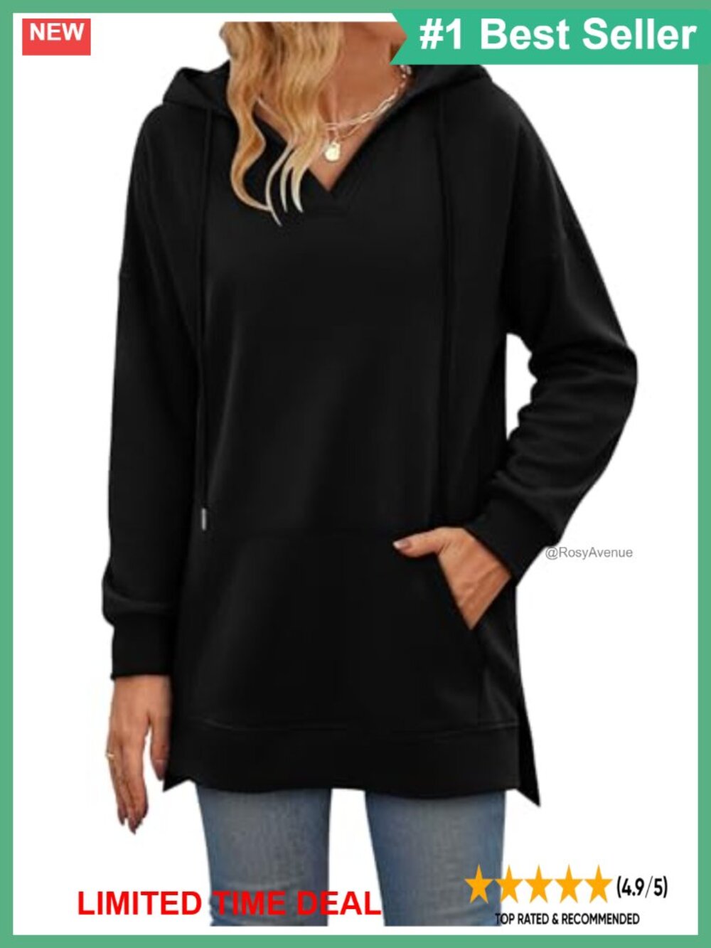 Womens Half Zip Oversized Hoodie Pullover Sweatshirt Kangaroo Pocket